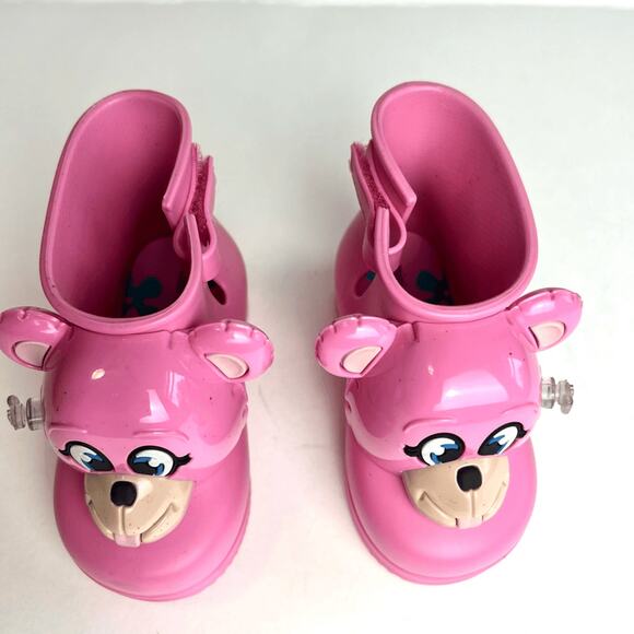 Mini Melissa + Jeremy Scott Pink Monkey Rainboots Water Resistant Boots Sz 6/7 - Picture 3 of 11